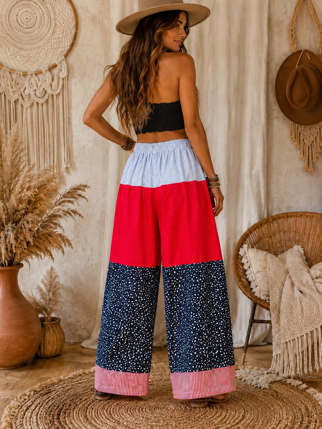Red, White & Coors Light Reworked Patchwork Pants